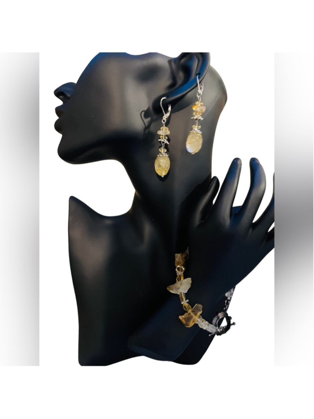 Citrine earrings and bracelet set